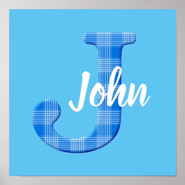Name der Boys Karierter Buchstabe J Poster (Vorne)