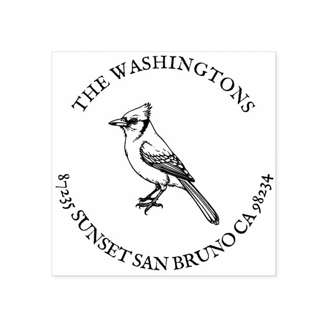 Name der Briefmarke personalisiert Blue Jay Rückse Gummistempel (Prägung)