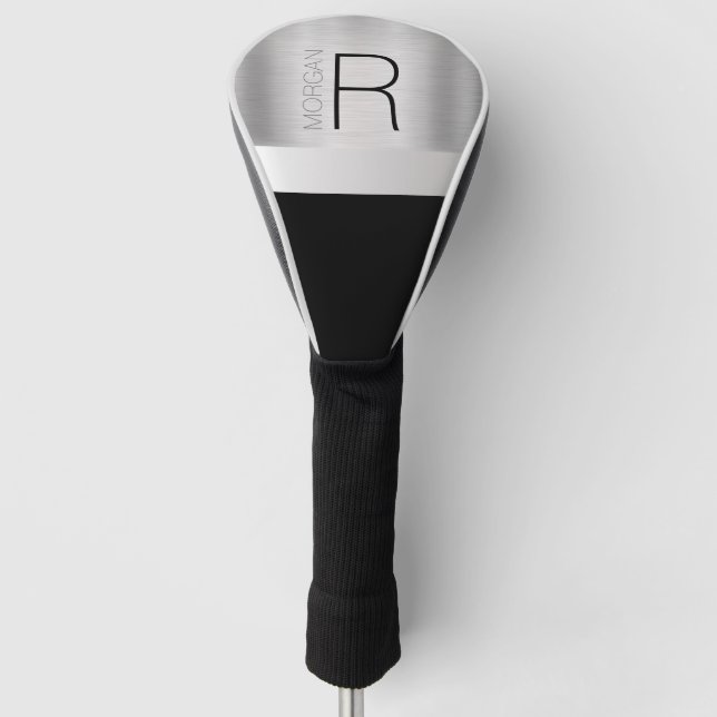 Name der DIY Monogramm, Schwarzer, Grauer Text, Si Golf Headcover (Vorderseite)