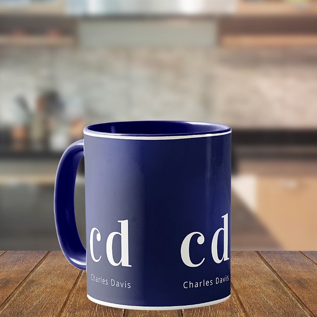 Name der dunkelblauen Monogramm-Initialen Tasse (Von Creator hochgeladen)