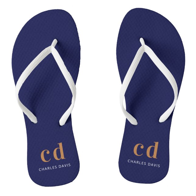 Name der dunkelblauen Monogrammbuchstaben Flip Flops (Fußbett)