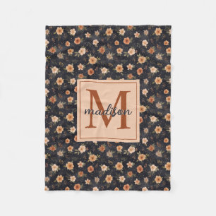 Name der dunklen Herbst-Moody Terracotta-Floral Fleecedecke
