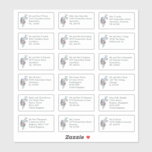 Name der einzelnen Hochzeitsgäste Anschrift Blue F Aufkleber