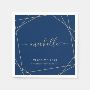 Name der Elegant Royal Blue Gold Graduation Party Serviette