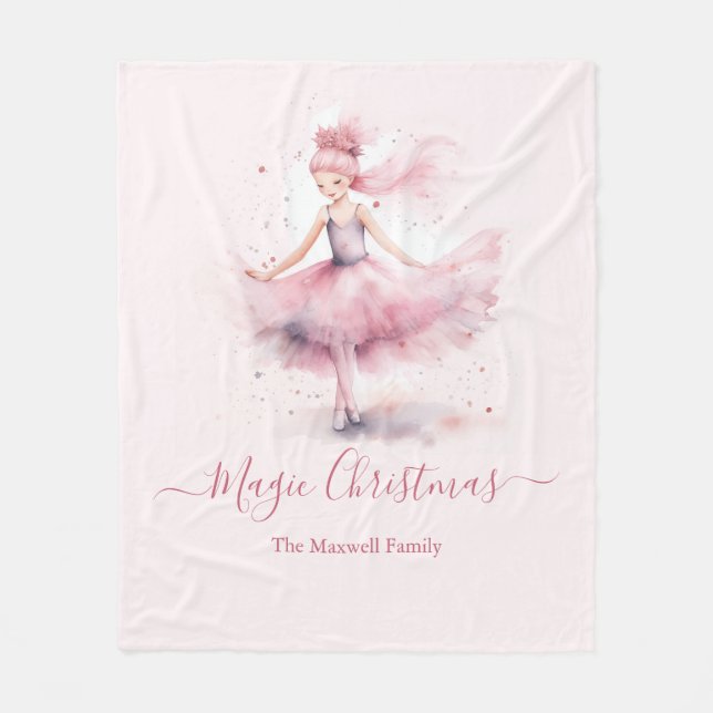 Name der Familie der Weihnachtsnutcracker ballerin Fleecedecke (Vorderseite)