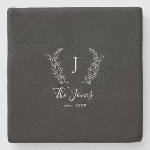 Name der Familie Monogramm personalisiert Steinuntersetzer