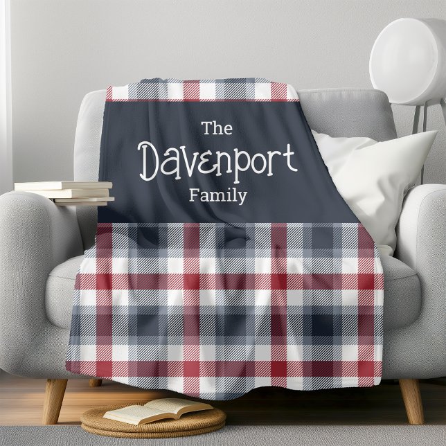 Name der Familie Red White und Blue Tartan Sherpadecke (Von Creator hochgeladen)