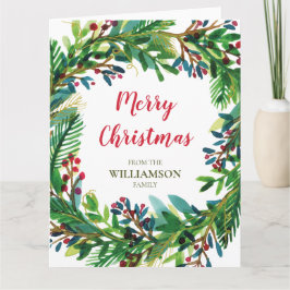 Name der Familie von Weihnachtskranz Watecolor Karte