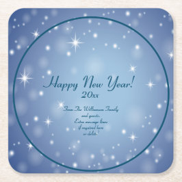 Name der Familienorganisation glücklich Neues Jahr Rechteckiger Pappuntersetzer