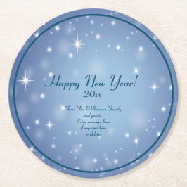 Name der Familienorganisation glücklich Neues Jahr Runder Pappuntersetzer