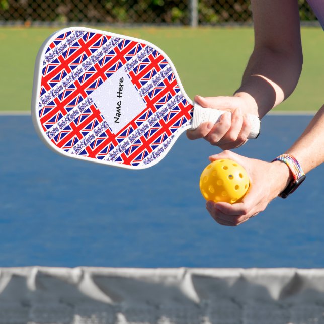 Name der Flagge des Vereinigten Königreichs und Gr Pickleball Schläger (InSitu)