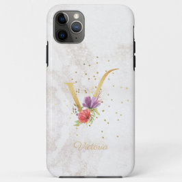 Name der floralen Monogramm Initial V Letter Perso Case-Mate iPhone Hülle