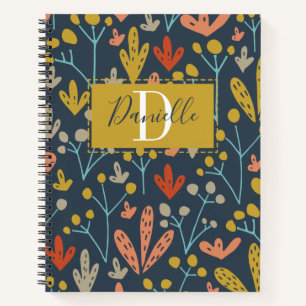 Name der floralen rustikalen botanischen Monogramm Notizbuch