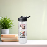 Name der Foto-Collagen Trinkflasche<br><div class="desc">Personalisieren und fügen Sie 6 Fotos von Freunden. Fügen Sie Ihren Namen hinzu,  schwarze Buchstaben.</div>