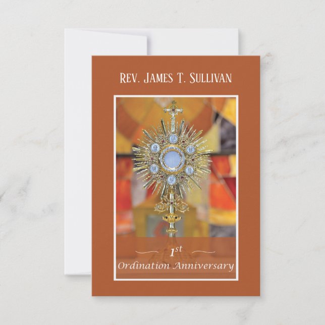 Name der Gebetskarte 1. Ordination Jubiläum Host Dankeskarte (Vorderseite)