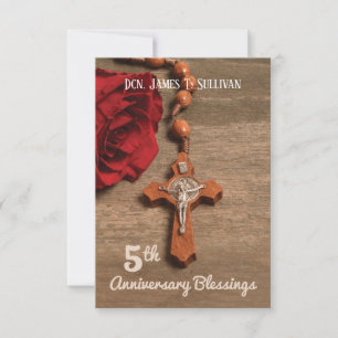Name der Gebetskarte 5. Ordination Jubiläum Rose Dankeskarte