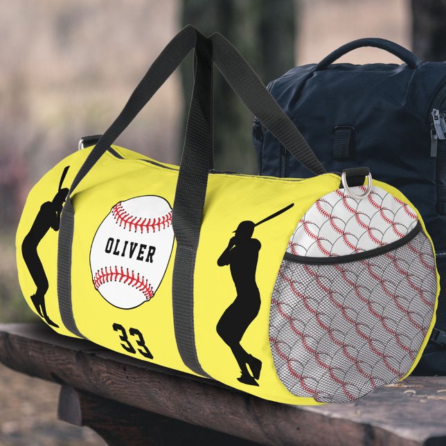 Name der Gelben Baseball-Ball-Silhouette Duffle Bag (Von Creator hochgeladen)