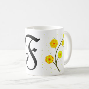 Name der gelben floralen Monogramm Kaffeetasse
