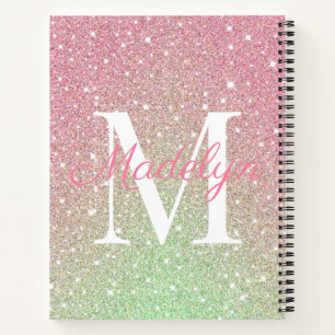 Name der Girl Glitzern Colorful Glitzer Monogram Notizbuch