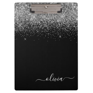 Name der Girl-Monogram-Glitzer Klemmbrett