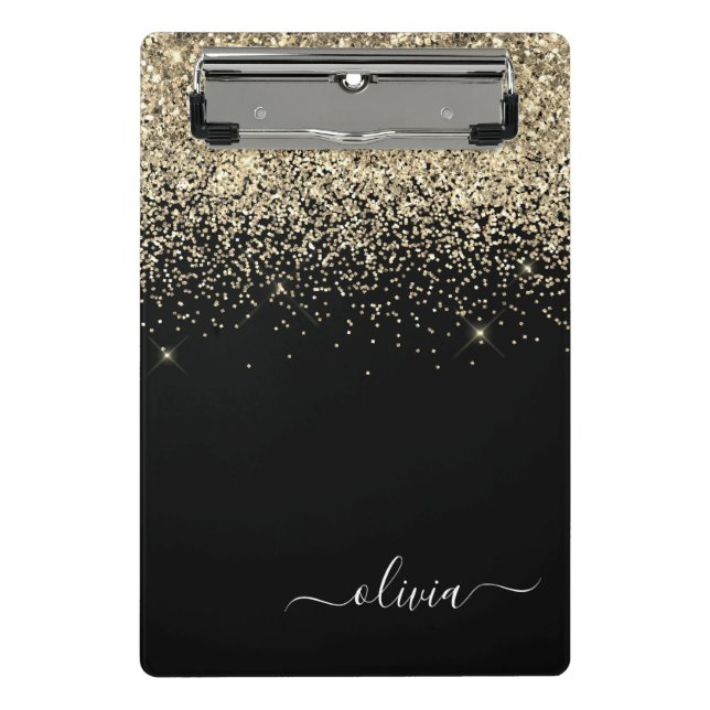 Name der Girl-Monogram-Glitzer Mini Klemmbrett (Vorderseite)