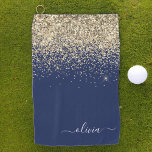Name der Girl Monogram, Navy Blue Gold Glitzer Golfhandtuch<br><div class="desc">Navy Blau und Gold Sparkle Glitzer gebürstetes Metall Monogram Name Golf Handtuch. Das macht den perfekten 16 Geburtstag,  Hochzeit,  Brautparty,  Jubiläum,  Babydusche oder Junggeselinnen-Abschied Geschenk für jemanden,  der Lieben glamourösen Luxus und schicke Stile.</div>