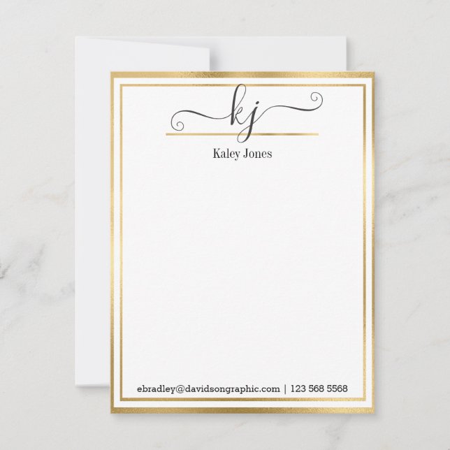 Name der Girl Monogram | vom Schreibtisch der Kart Mitteilungskarte (Vorderseite)