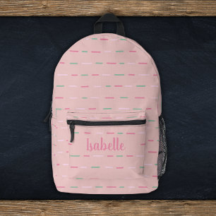 Name der Girl Pastel Pink Stripes Monogramm Bedruckter Rucksack