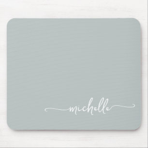Name der Girl Simple Sage Green Monogram Mousepad