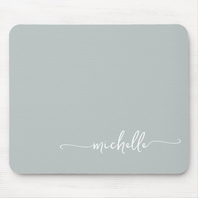Name der Girl Simple Sage Green Monogram Mousepad (Vorne)