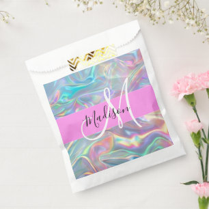 Name der Girly Rainbow Holographic Iridesgram Mono Geschenktütchen