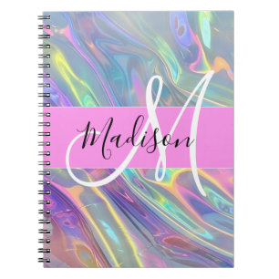 Name der Girly Rainbow Holographic Iridesgram Mono Notizblock