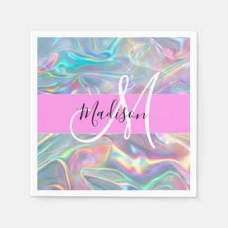 Name der Girly Rainbow Holographic Iridesgram Mono Serviette