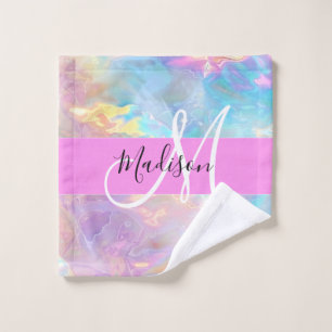 Name der Girly Rainbow Holographic Iridesgram Mono Waschlappen