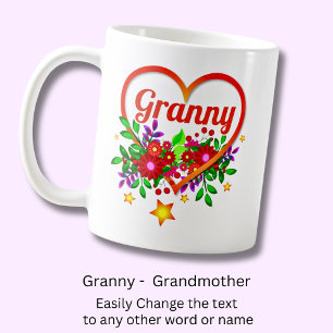 Name der Großmutter ändern - Großartiges Herz und Kaffeetasse