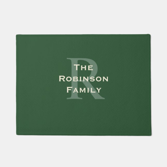 Name der Grün- und Tan-Familie Mit Monogramm Fußmatte (Vorderseite)