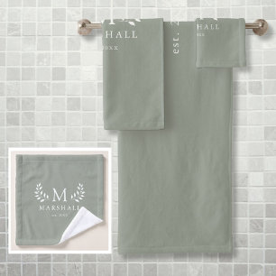 Name der grünen, modernen, eleganten, floralen Mon Badhandtuch Set