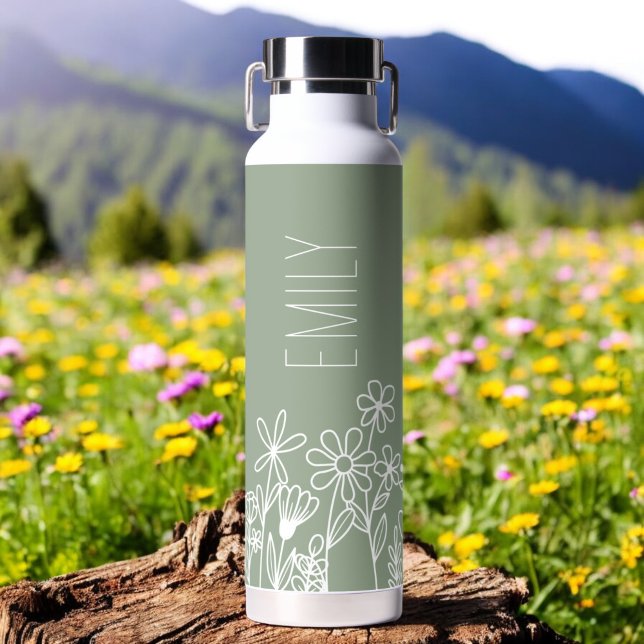 Name der grünen Wildblume Garden Monogram Trinkflasche (Von Creator hochgeladen)