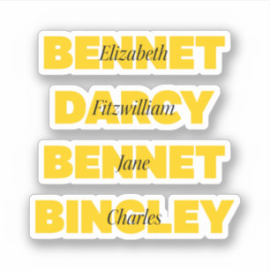 Name der Hauptcharaktere aus Stolz und Vorurteile Aufkleber