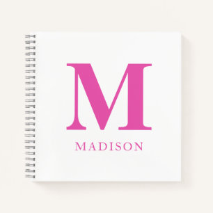 Name der heißen rosa Monogramm Notizbuch