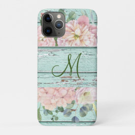 Name der Holzmonogramm-Ältere mit Hydrangea Bloom Case-Mate iPhone Hülle