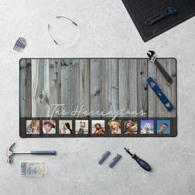 Name der Holzschau-Familie in der Fotocollage Schreibtischunterlage (Arbeitsplatz)