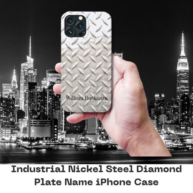 Name der industriellen Nickelstahl-Diamantplatte Case-Mate iPhone Hülle (Personalized Diamond Plate iPhone Case)