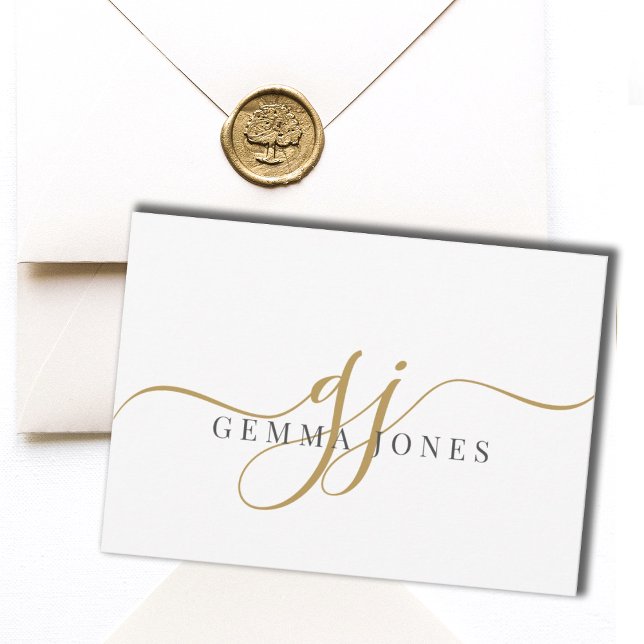 Name der Initials für das elitäre Script-Gold-Mono Mitteilungskarte (Von Creator hochgeladen)