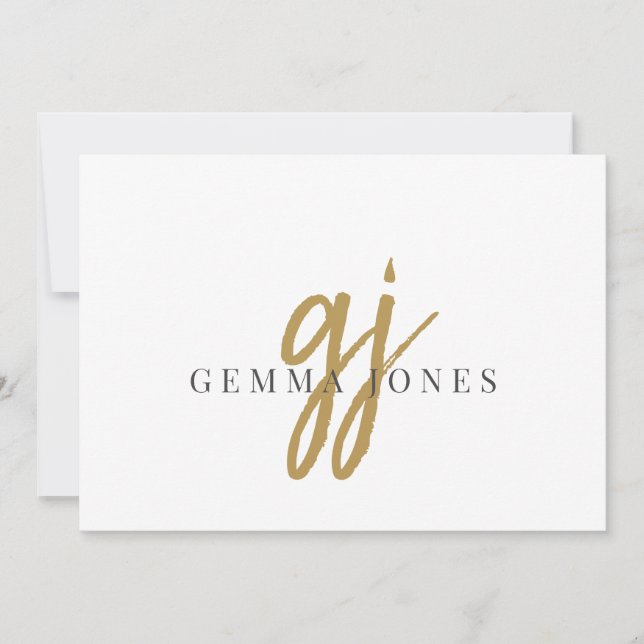 Name der Initials für das elitäre Script-Gold-Mono Mitteilungskarte (Vorderseite)