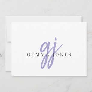 Name der Initials für das Skript-Lavender Monogram Mitteilungskarte