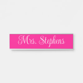 Name der Kalligraphie in heißen Rosa und Weiß Türschild