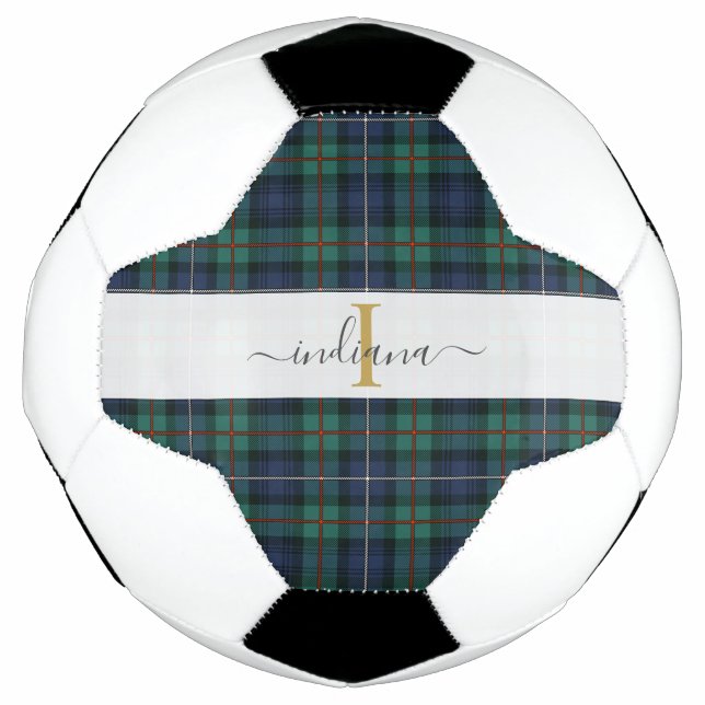 Name der karierten Tartan Monogramm Erstweiblichke Fußball (Vorderseite)