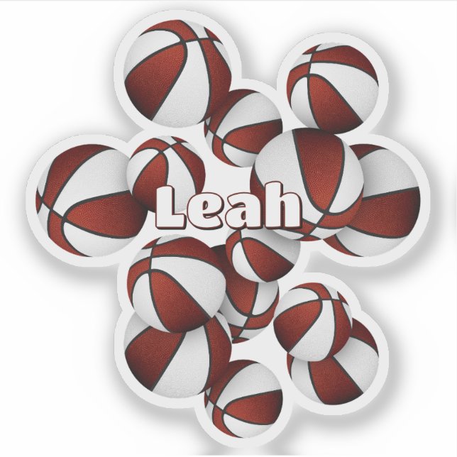 Name der Kinder auf Maroon weiß Mannschaftsfarben  Aufkleber (Vorderseite)