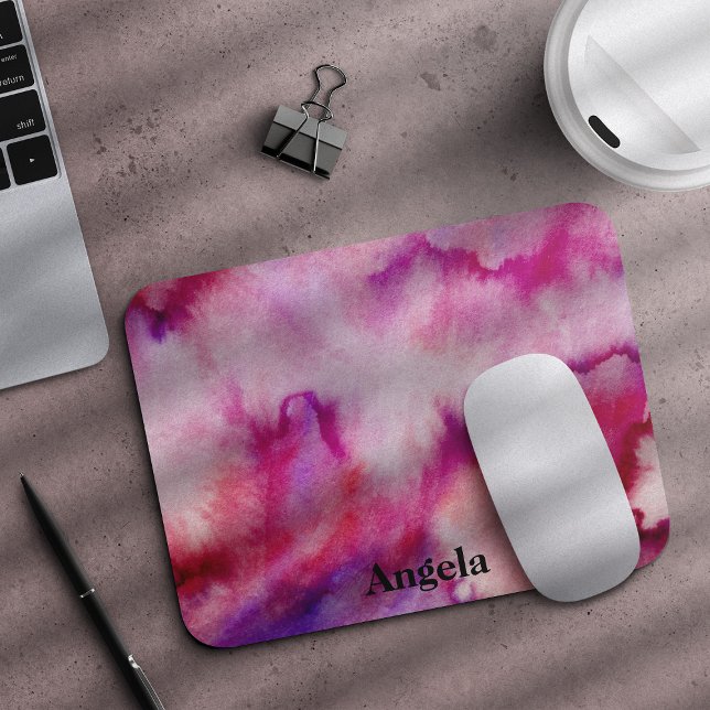 Name der Krawatte Watercolor magenta Mousepad (Von Creator hochgeladen)